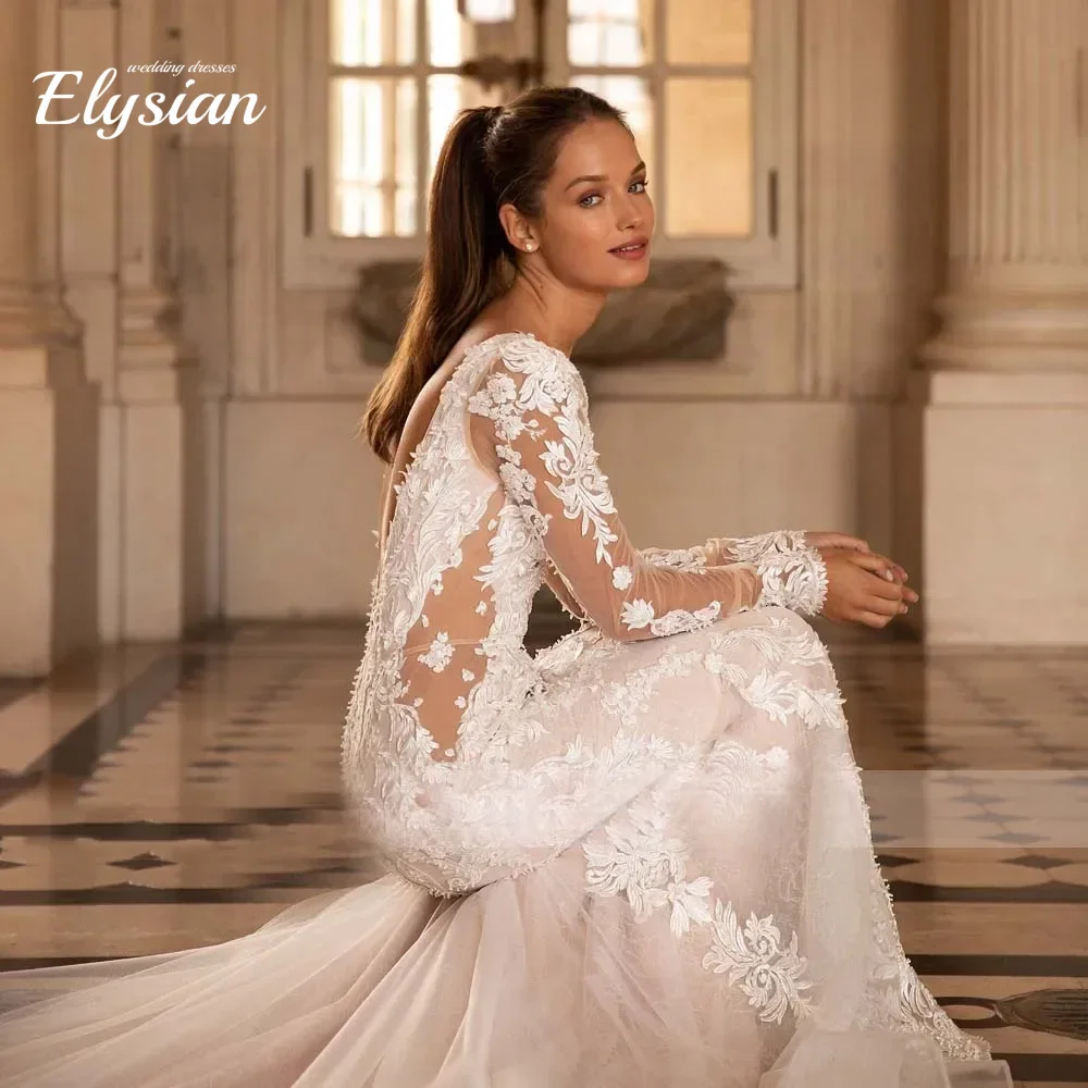 Элегантные свадебные платья русалки по индивидуальному заказу, свадебное платье с v-образным вырезом и длинными рукавами, аппликациями и открытой спиной, Vestido De Novia