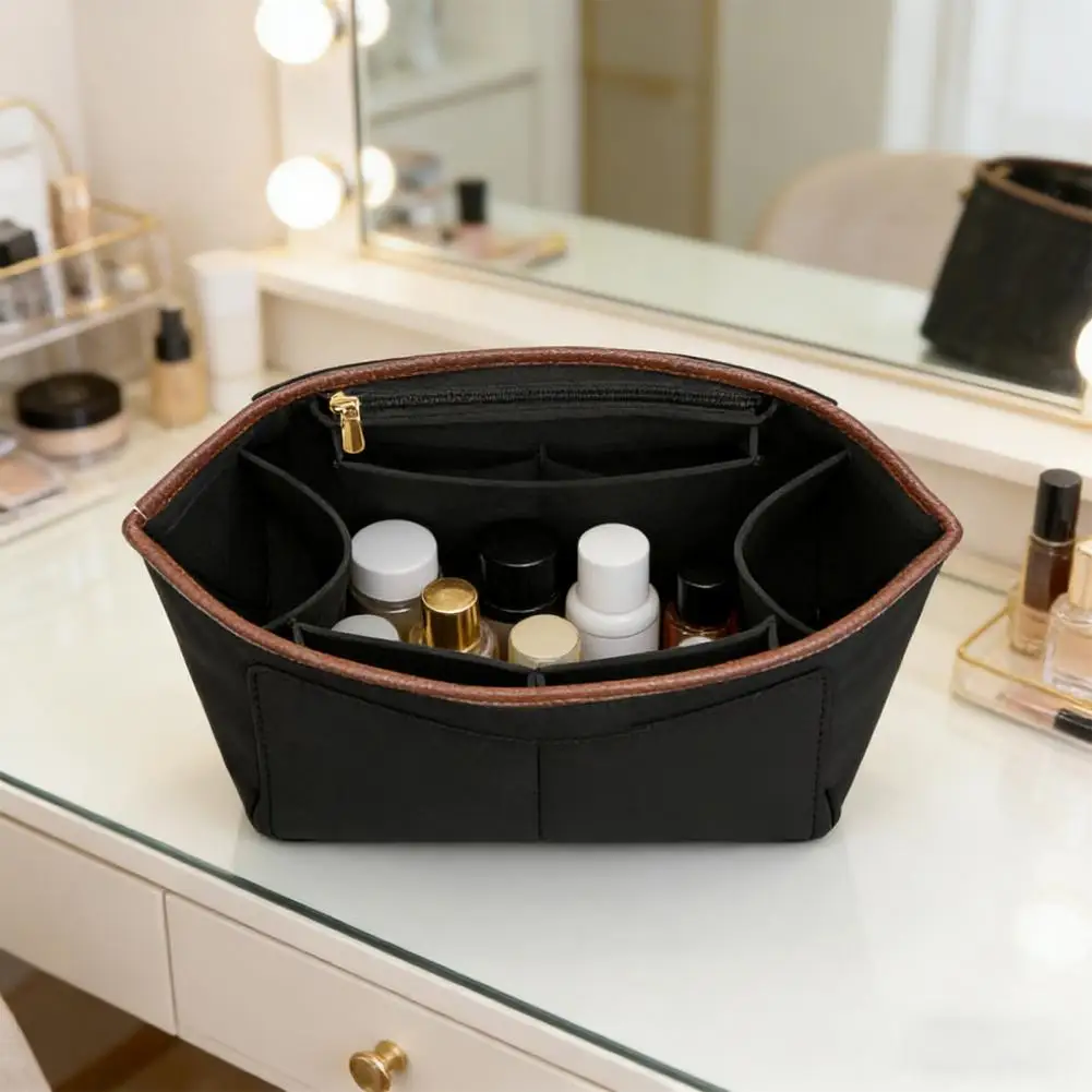 Purse Insert Organizer Felt Multi-compartment Bag Insert Purse Organizer Insert with Zipper Pocket for Women Purse Handbag
