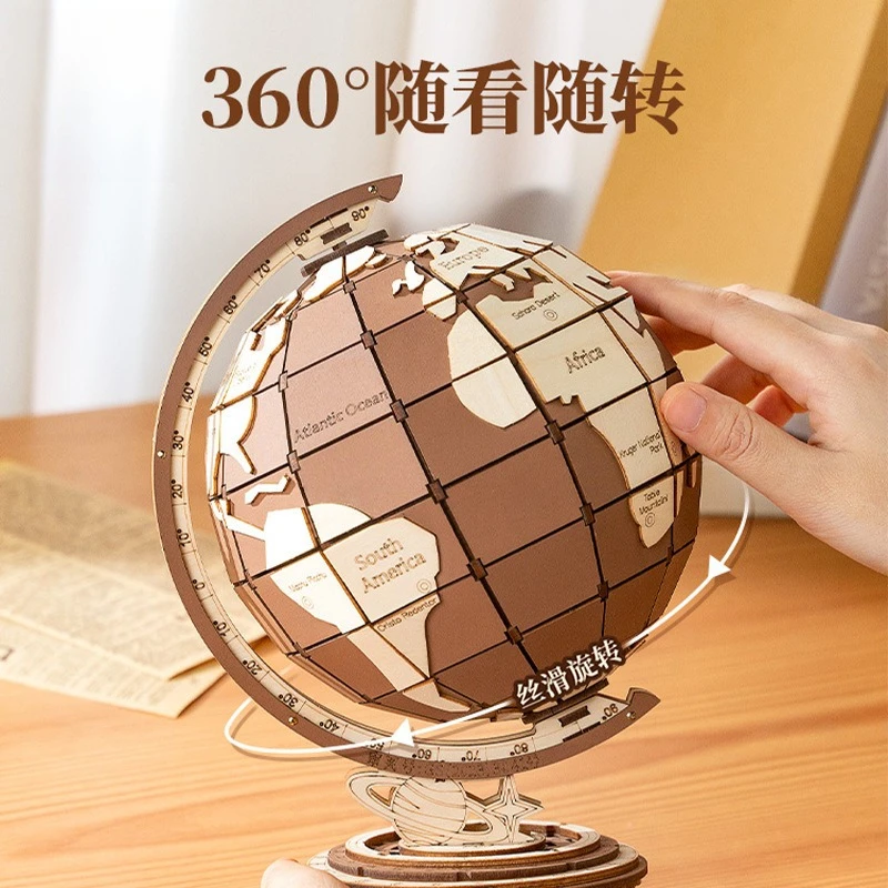 

Creation Set Globe 3d Three-dimensional Puzzle Wooden Assembly Model Building Block Handmade Decorative Ornament