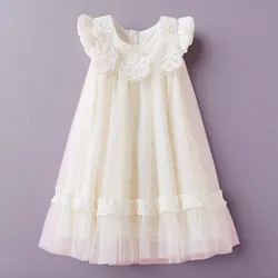 Baby Kids Embroidery Lace Dresses for Girls Flower Dress Outfits Summer Sleeveless Children Princess Costumes 5 7 9 11 13 Years