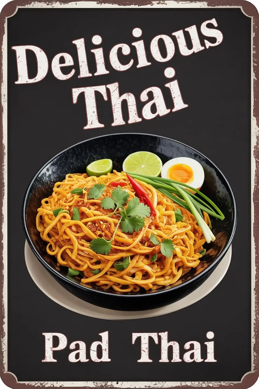 Vintage Metal Tin Signs Funny Delicious Thai Pad Thai Sign Retro Wall Decor For Home Restaurant Coffee Pub Shop Bar 8x12 Inch