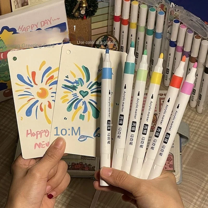 12/48/80 قطعة علامات ألوان أكريليك قلم رسم فني رسم يدوي لبطاقة الصخور الخشب الحجر الزجاج الأطفال اللوازم المدرسية