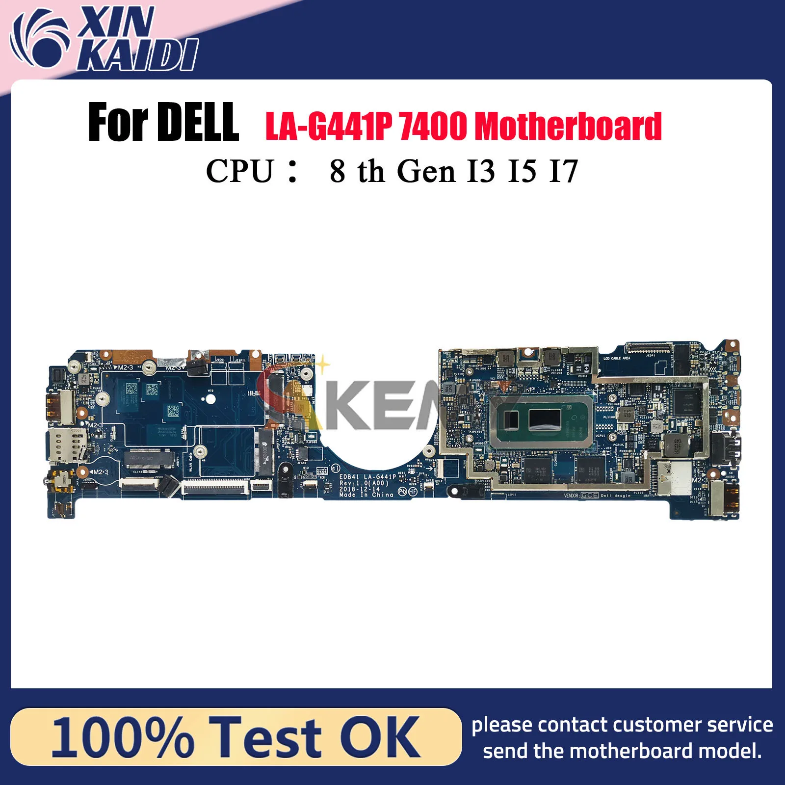 

For Dell Latitude 7400 Laptop Mainboard LA-G441P with i5 i7 8th gen CPU 8G 16G 0R5P25 54PCJ 100% Fully Tested