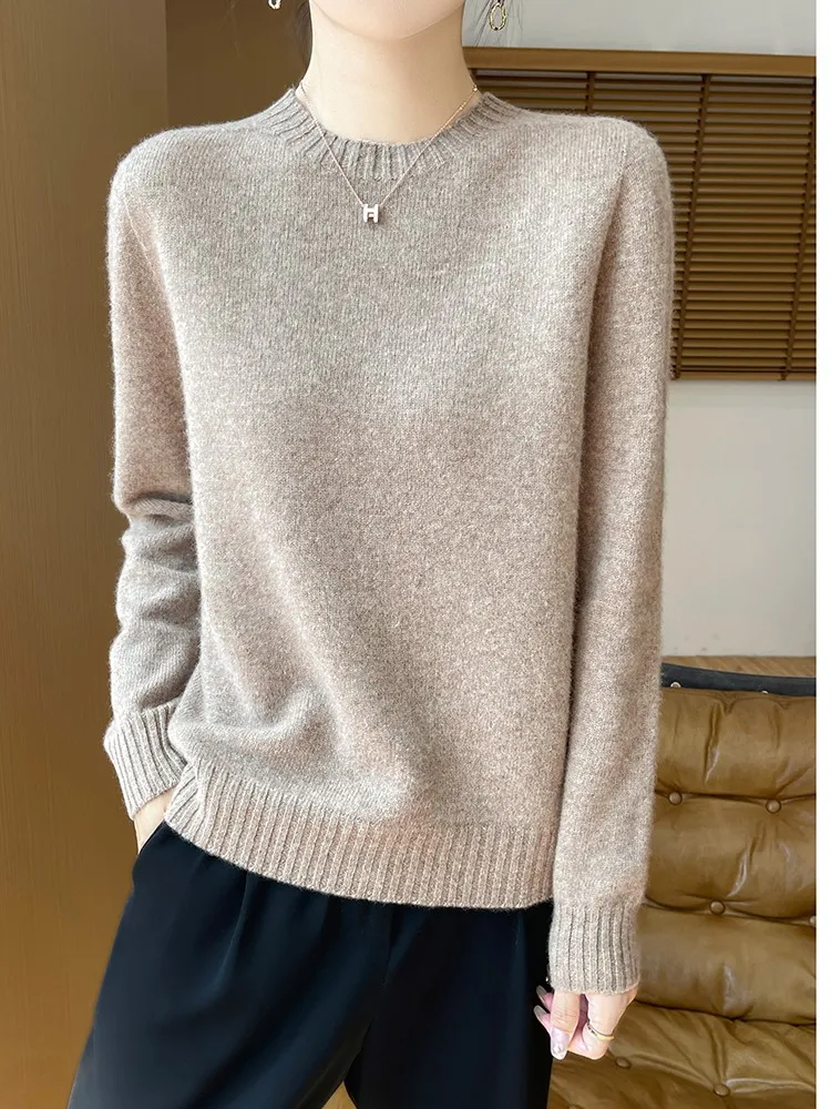TLOML 2025 New Women O-Neck Pullover Sweater Autumn Winter 100% Merino Wool Knitwear Basic Soft Warm Bottoms Female Clothing Top