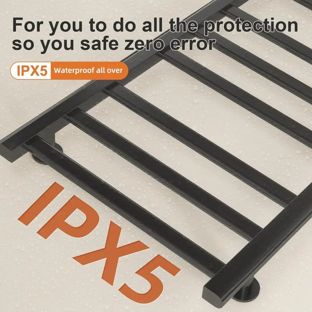 Electric Towel Warmer Rack 9 Bars Black Bathroom Heating Intelligent Touch Screen 39.37x19.69