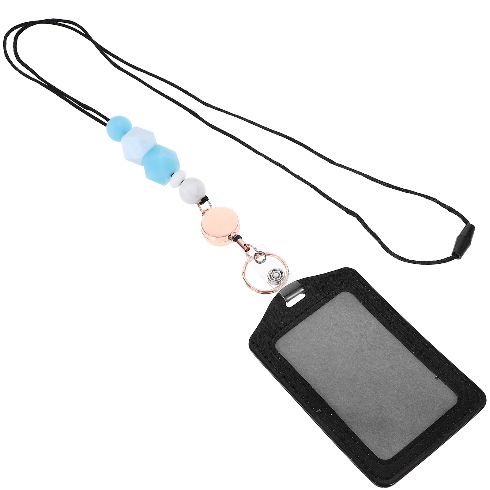 

ID Card Holder Sleeve Credit with Lanyard Badge Plastic for Blue Protective Cover Work