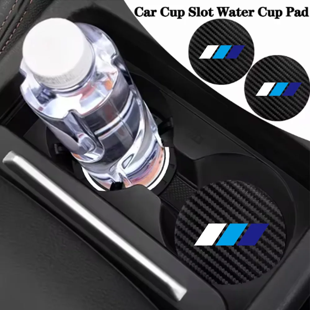 White and Blue Car Interior Accessories Carbon Fiber Pattern Water Cup Mat Car Accessories Collection Non-Slip Mat Cute Cartoon Storage Slot Decorative Storage Mat