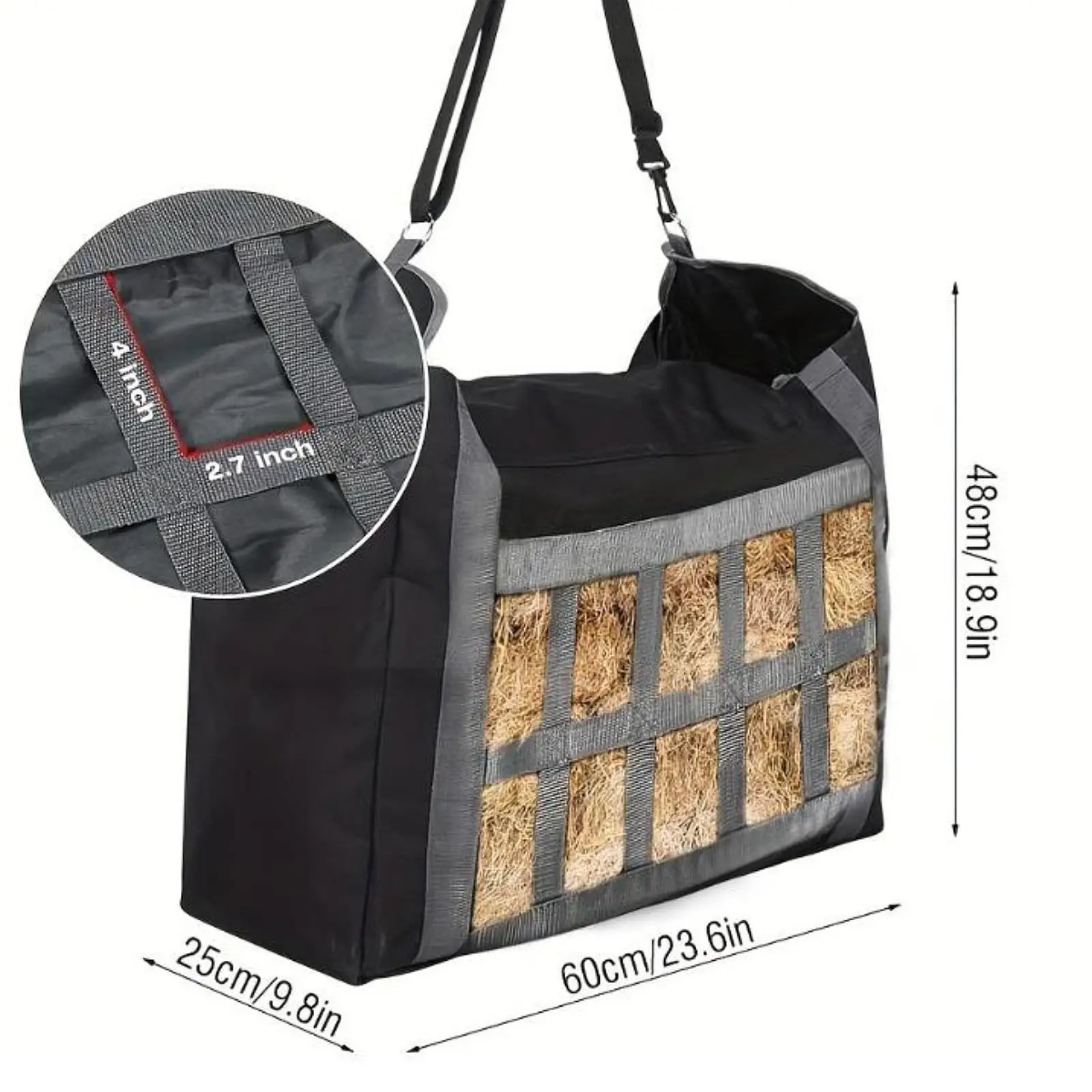 حقيبة قش الحصان، وحدة تغذية بطيئة، حيوانات مزرعة الأغنام، تظهر شبكة قش الأبقار الوسادة