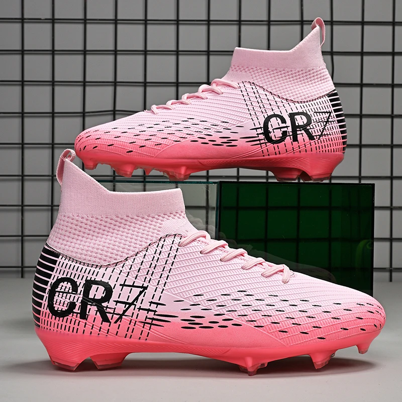 

A pair of children's four-season leather upper high-top long-stud football shoes, wear-resistant shoes, sizes 35-45，ZS-6555