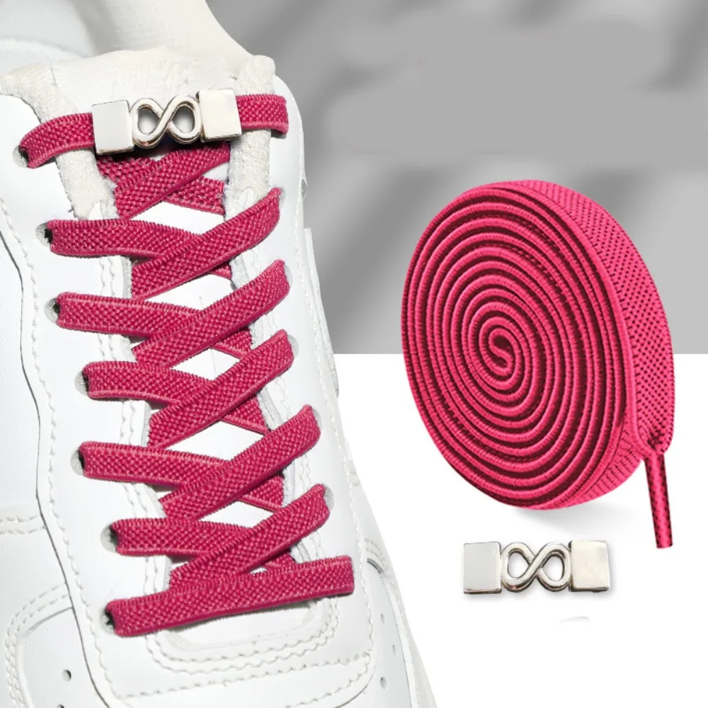 

1pair NEW Tie-Free No Tie Shoelace Quick Fit Adjustable Elastic Shoelaces Metal Lock Lazy Shoes Lace Sports