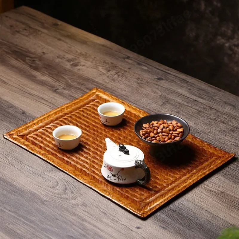 Handmade Bamboo Tea Mat Lacquered Heat Insulation Pad Dry Brewing Cushion Tea Set Accessory Ethnic Craft Table Decor
