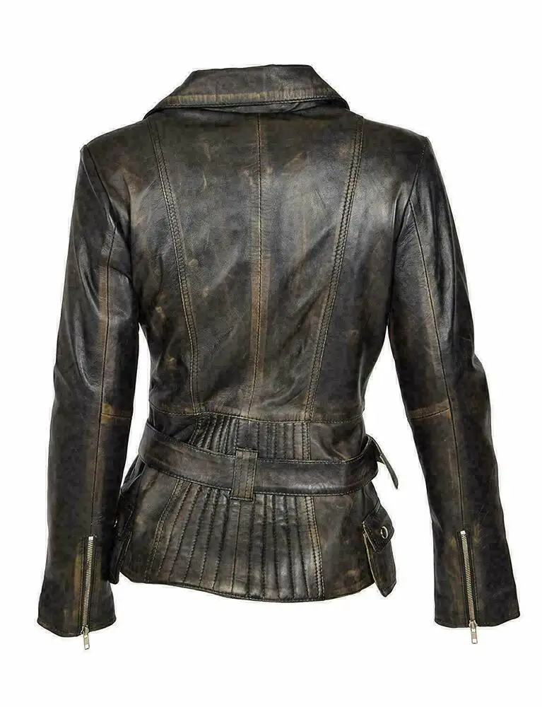 Jacket Women's Genuine Lambskin Soft Leather Motorcycle Slim Fit Driver Retro European and American Fashion Trend