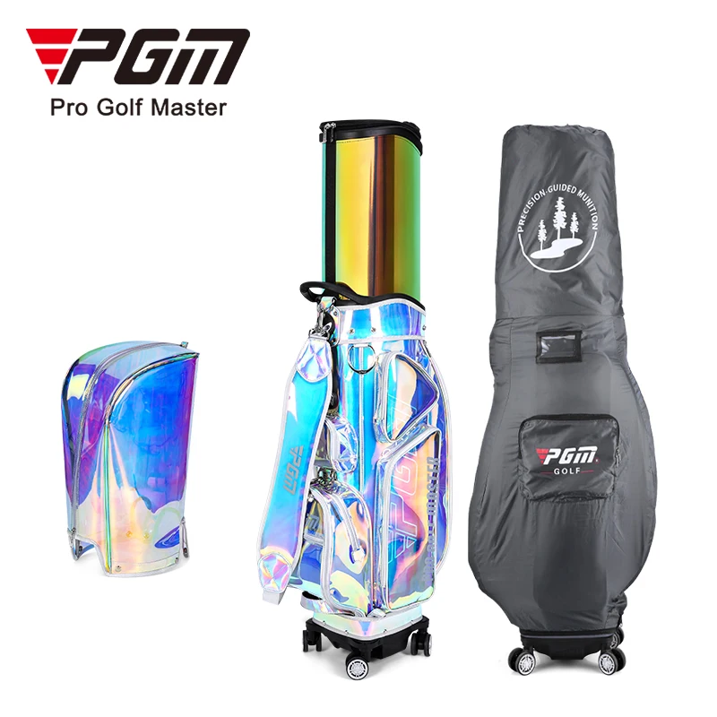 

PGM Women Golf Bag Colorful Expansion TPU Waterproof Four-wheel Flat Push Air Consignment Bags Dust-proof Rain Cover Gift QB122