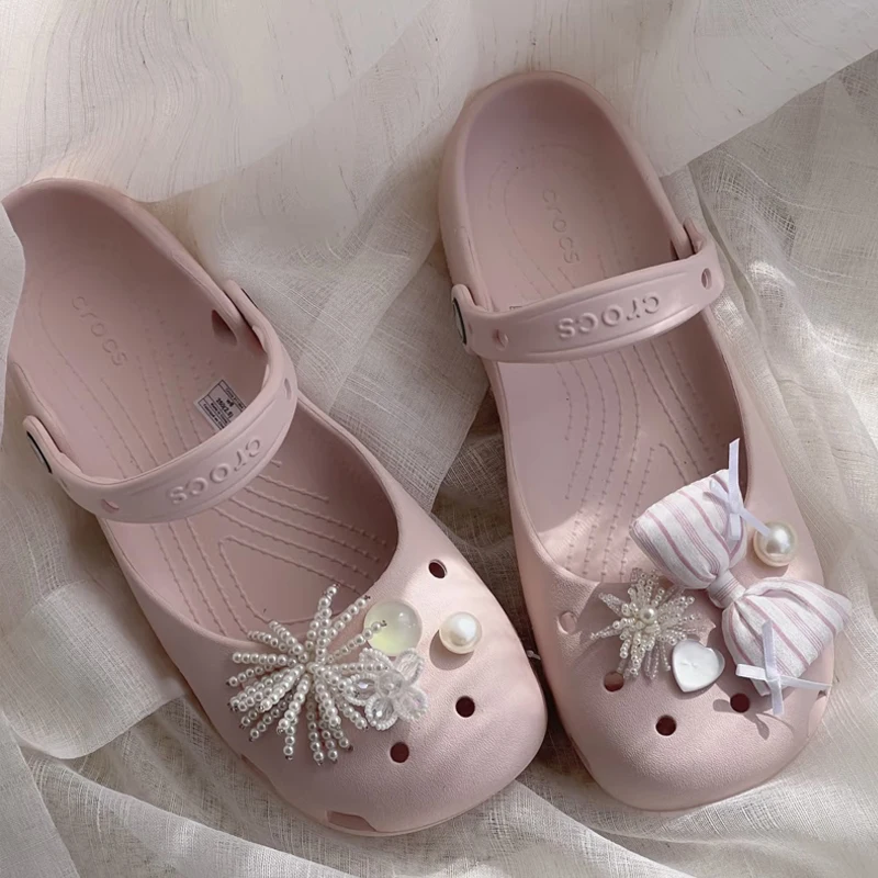 DIY-Schuh-Charms-Set für Damen, Retro-Ballettschuhe, Corc-Charms-Pack, modische, fließende Ballettschuh-Dekorationen, 1 Set – Detail 4