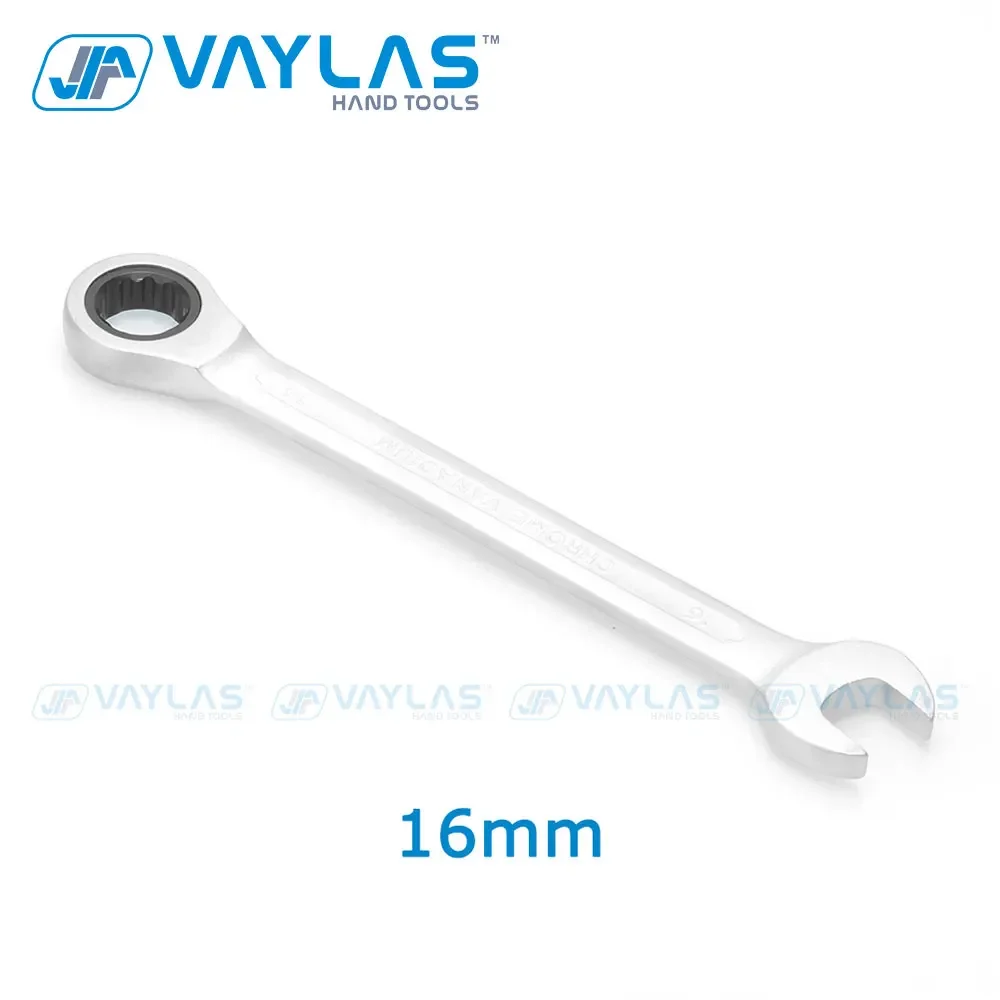 

16mm Dull Polished Combination Wrench Fixed Head Ratchet 72T Open End High Torque Spanner Repair Hand Tool Chrome Vanadium Steel