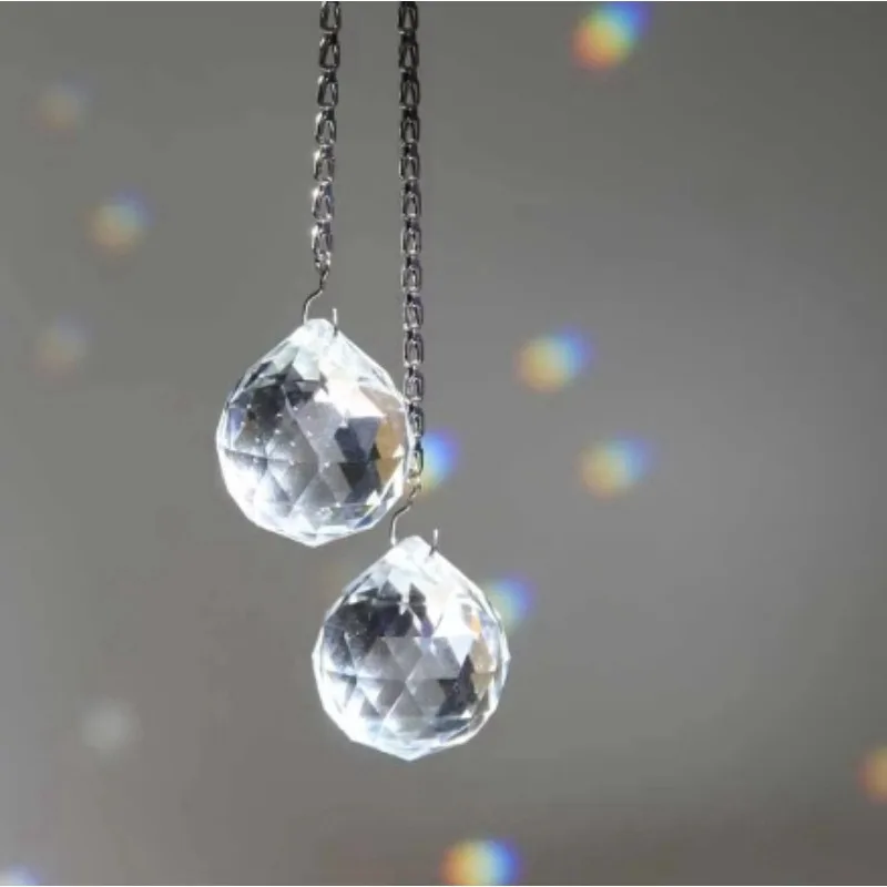 30mm Clear Crystal Ball Prism Pendant, Sun Catcher Rainbow Producer, Suspended Crystal Prism, Illuminated Bead Prisma Pendant