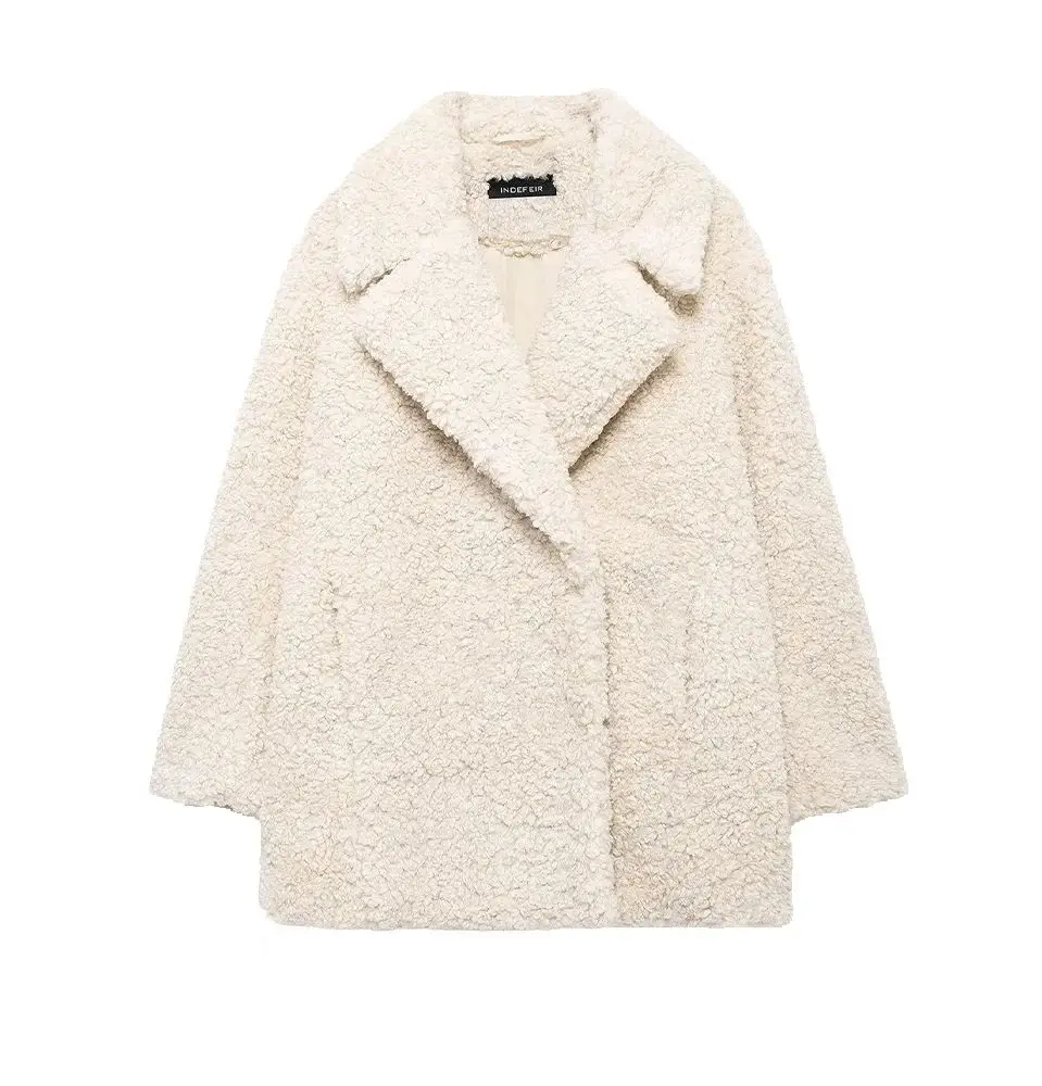 

KONDALA женское модное флисовое пальто с лацканами, однотонное пальто средней длины на подкладке, новинка 2025 года, осень-зима, элегантное флисовое пальто High Street