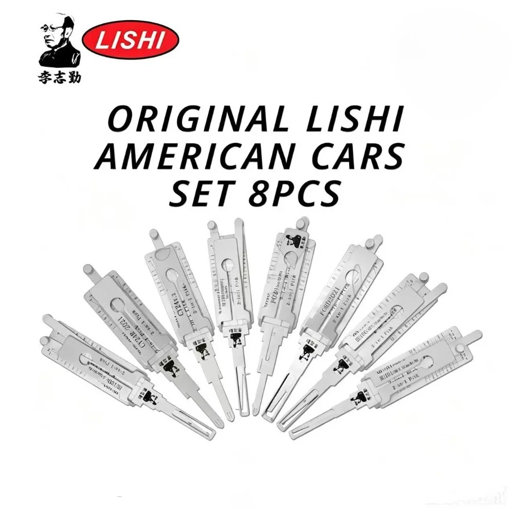 Lishi American Cars Kit of 8 Pick / Decoder Tools CY24 CY24R-2021 FO38 HU100 HU100-10 HU198 FOR FORD2021 HU101