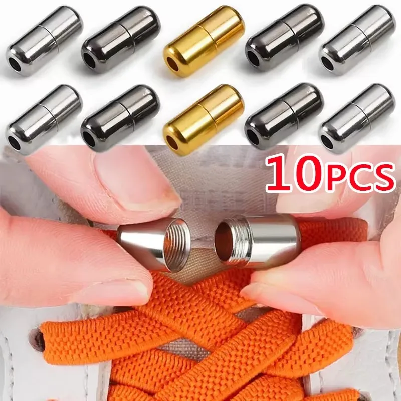 10-40pcs Metal Capsule Lock Shoelace Buckle for Sneakers No-Tie Connector DIY Shoe Accessories Kit Shoe Decoration