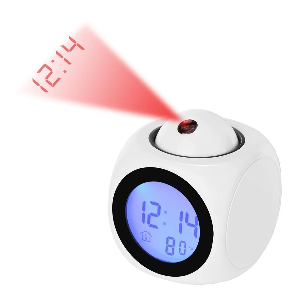 LED Digital Alarm Clock Projection Clock Ceiling Clock with Time Temperature Display Backlight Snooze Clock for Home Bedroom