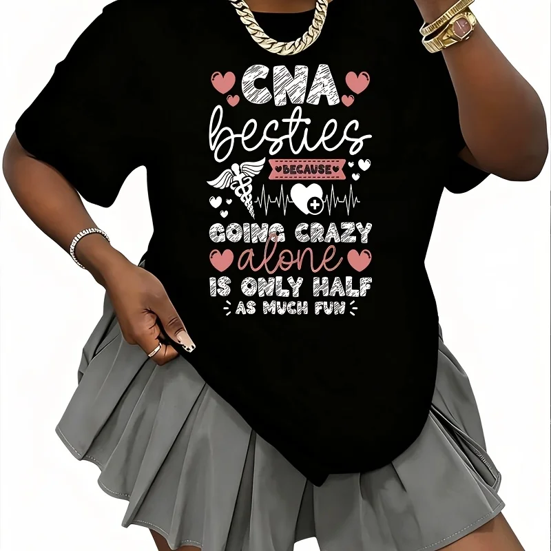 Heavyweight Cna Nurse Women's 100% Cotton T-Shirt Short Sleeve Top Casual Round Neck Fun Print Tee S-5Xl