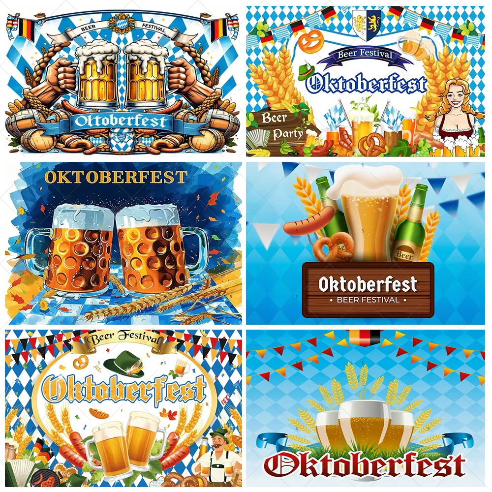 

Munich Oktoberfest Theme Party Backdrop German Beer Festival Decoration Background Bavarian Style Wheat Banner Photo Shoot Props