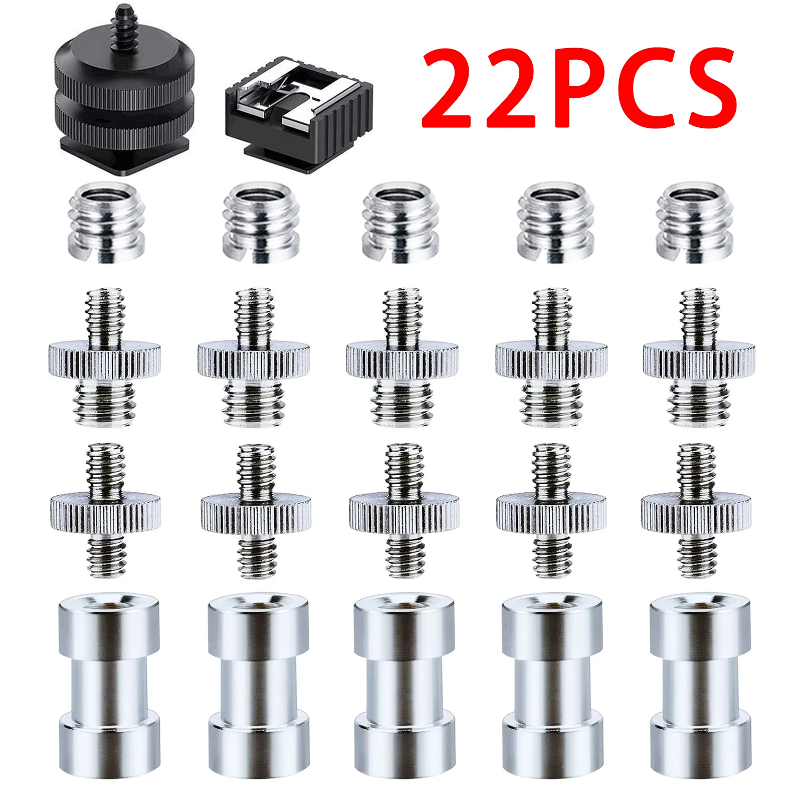 22pcs Camera Screw Mount Set 1/4 Inch and 3/8 Inch Converter Threaded Screws Adapter DSLR Camera/Tripod/Monopod/Ballhead/Flash L