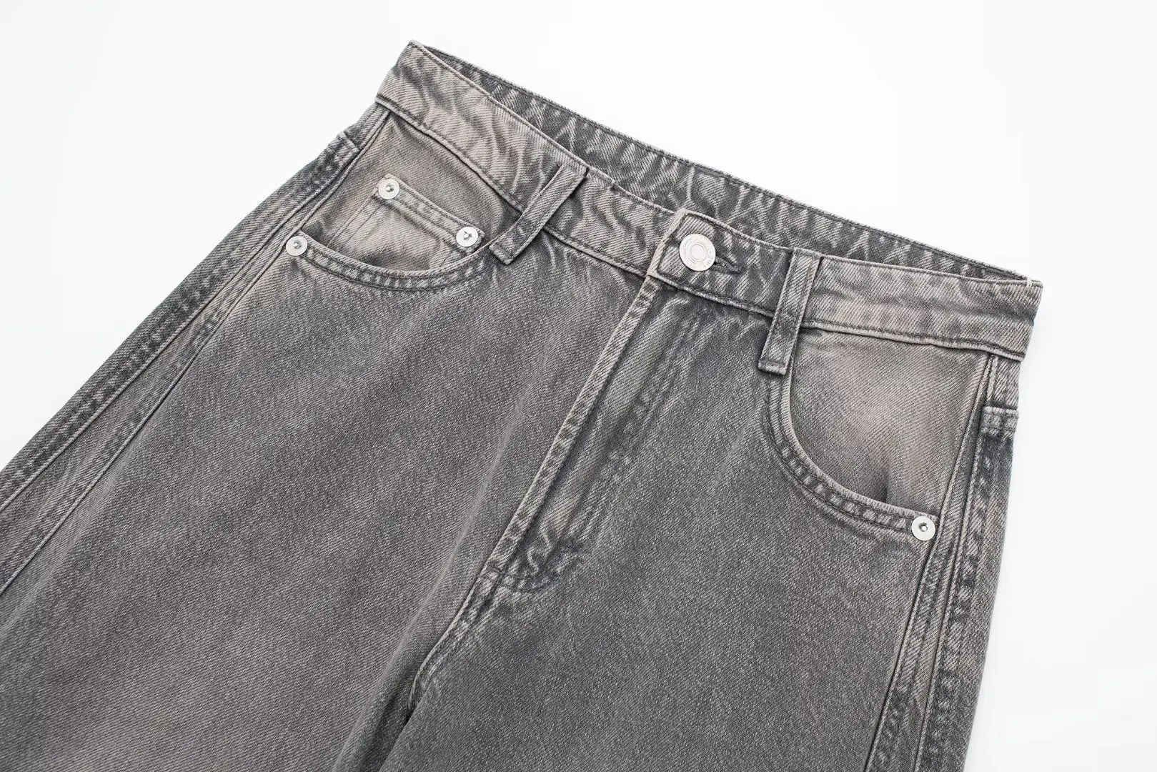 Imagem -04 - Trafza-fatos Jeans Estilo Safári para Mulheres Botões Soltos Jaquetas de Bolsos Calças Compridas com Zíper Casual de Escritório Outono 2023