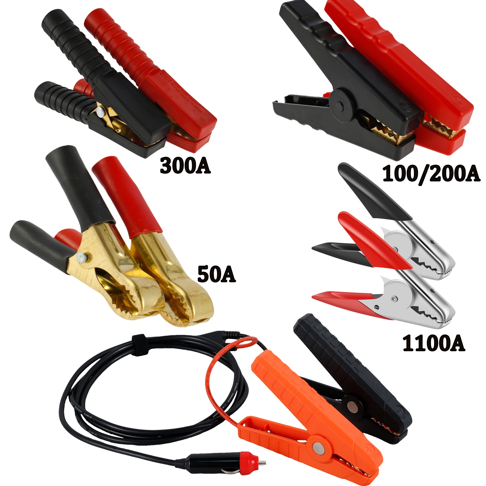 

50-1100Amp Copper Crocodile Clips Terminal, Electronic Car Battery Clamp Heavy Duty Alligator Clips For Jumper Cables Boost