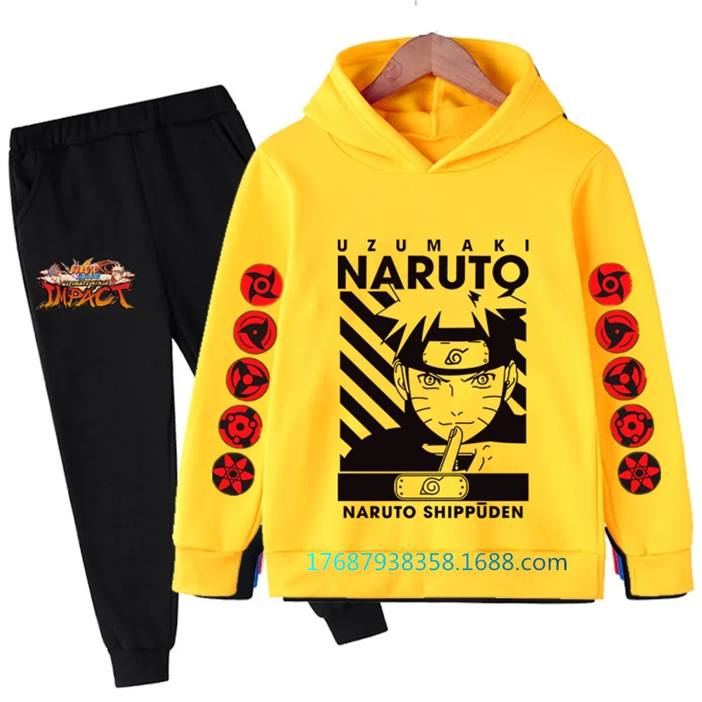 

New Narutos Hoodie Set Kids Clothes Boys Baby Girls Clothing Hooded Casual Sweaters Kids Hooded Clothes+pants 2pcs