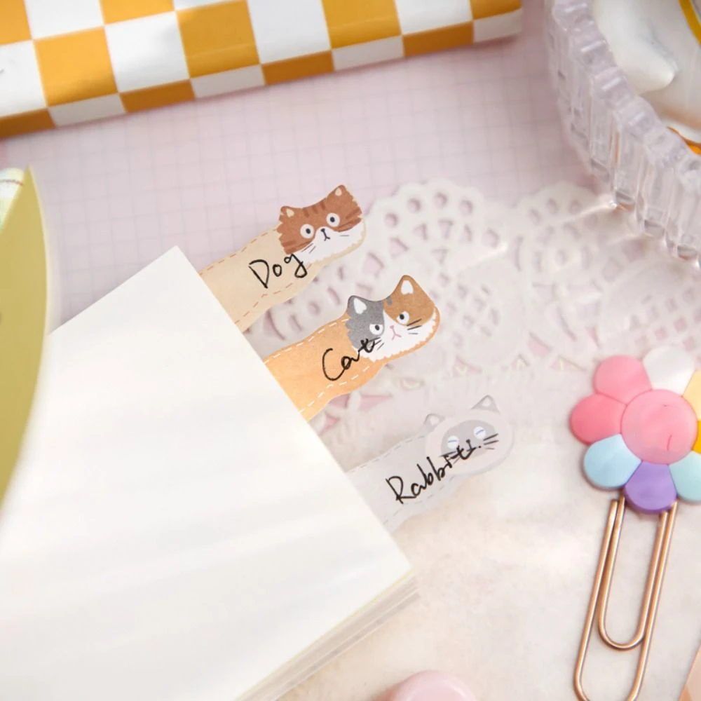 Scrapbooking Memo Pad Cat Index Sticker Creative Meow Kitty Index Dividers Cartoon Posted Cat Paw Sticky Note Office