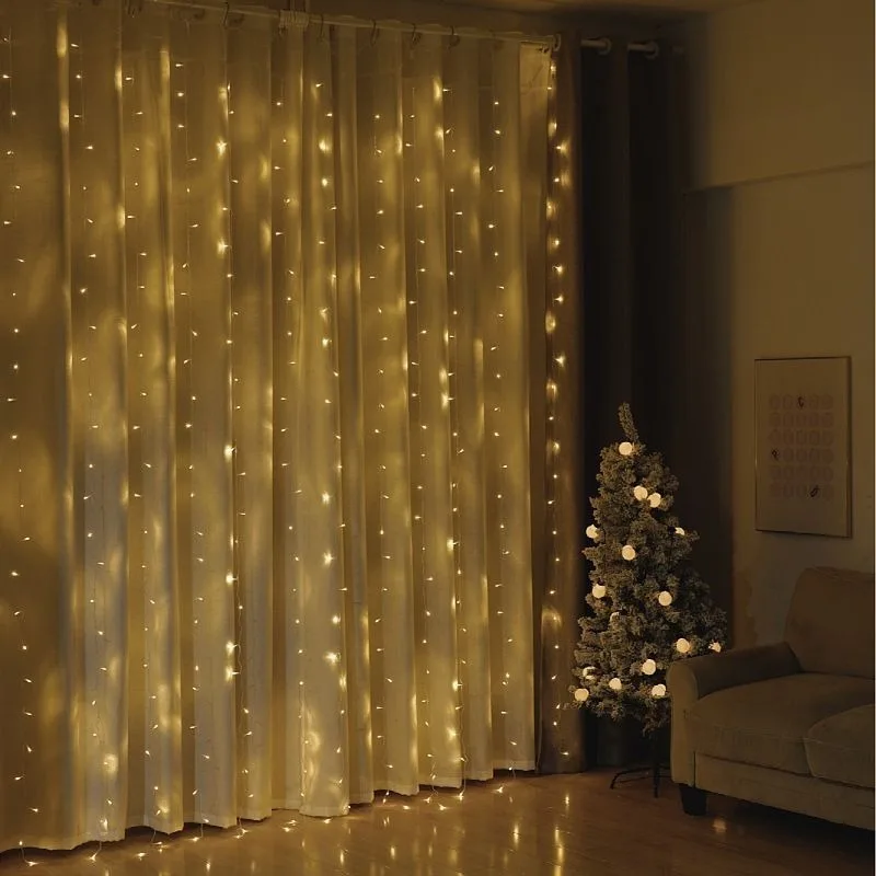 Imagem -02 - Usb Curtain String Lights Fairy Light Árvore de Natal Guirlanda Feriado Casa Quarto Decoração do Casamento Modos m m 3m