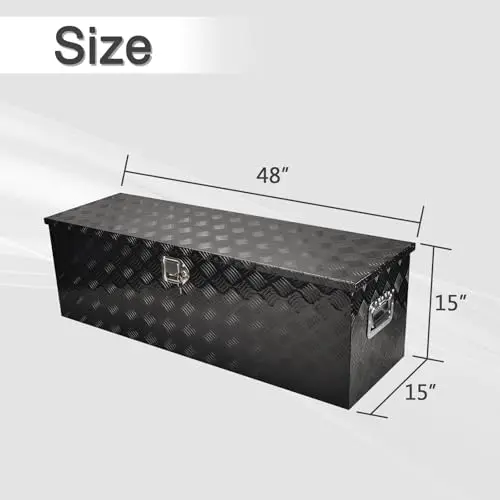 48 Inch Heavy Duty Aluminum Truck Tool Box Pick Up Truck Bed RV Trailer Toolbox Storage Organizer with Side Handle, Lock &amp