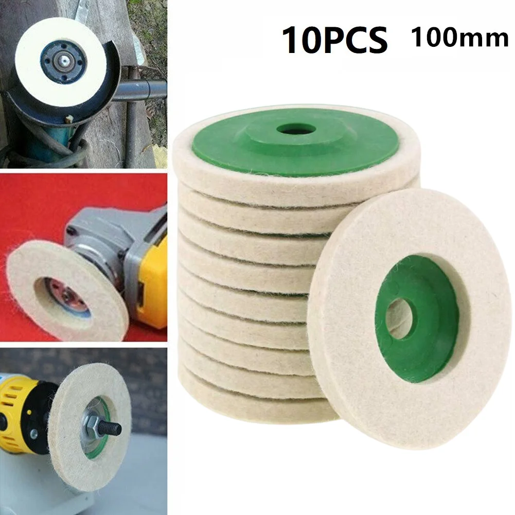 Polegada 100 mm lã Polimento Roda Almofadas de Polimento Ângulo Moedor Roda Feltro Polimento Disco para Metal Mármore Vidro Cerâmica 10 Peças