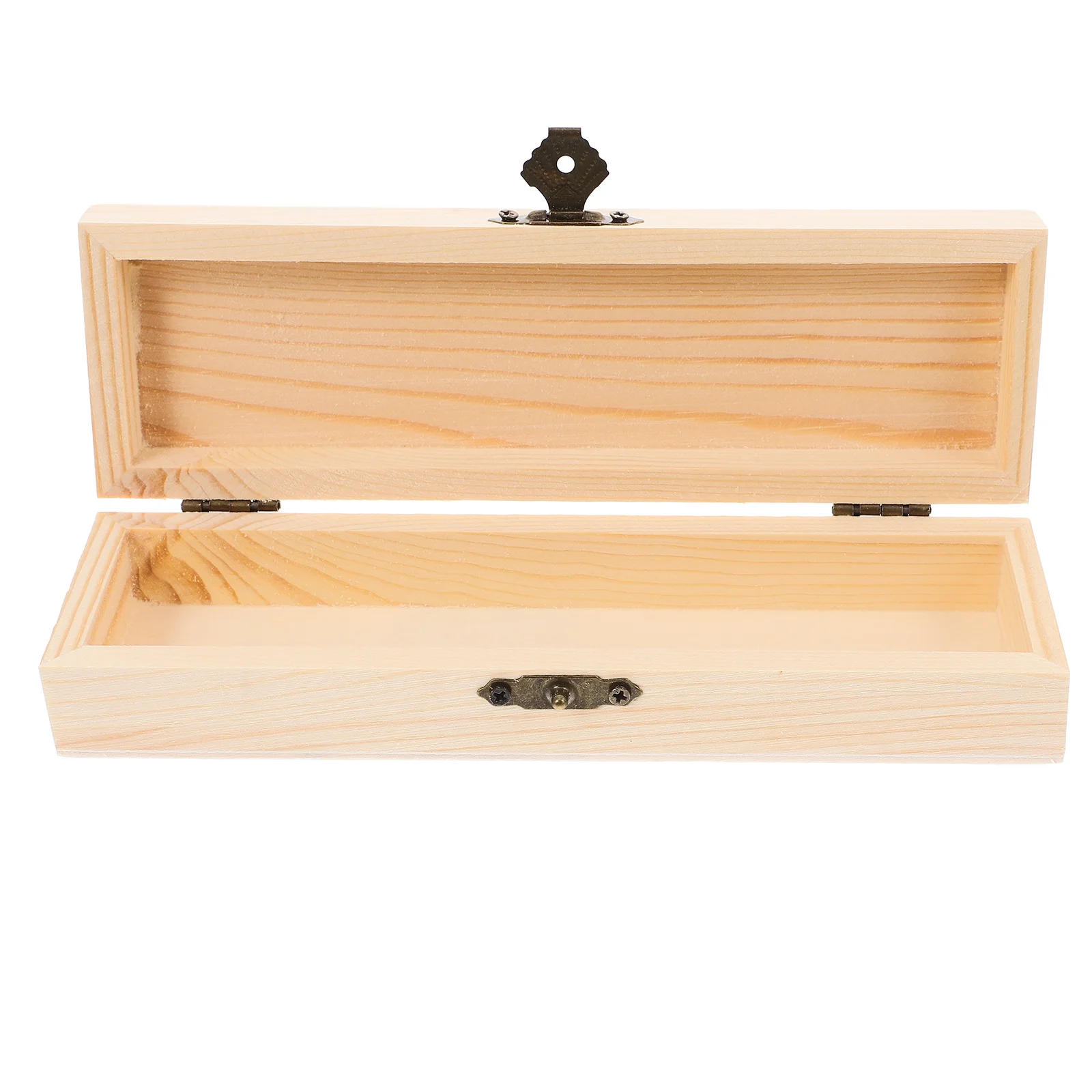 

Wooden Pencil Box Diy Unfinished Stationery Organizer Brush Holder Lock Design School Office Storage Container