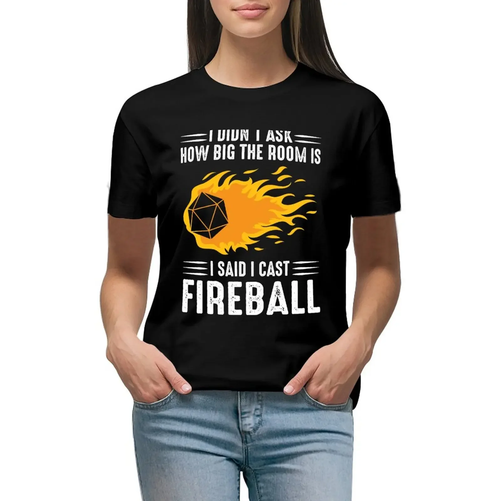 I cast Fireball Wizard Sorcerer DM Gift TTRPG T-Shirt Short sleeve tee anime clothes anime cotton t shirts Women