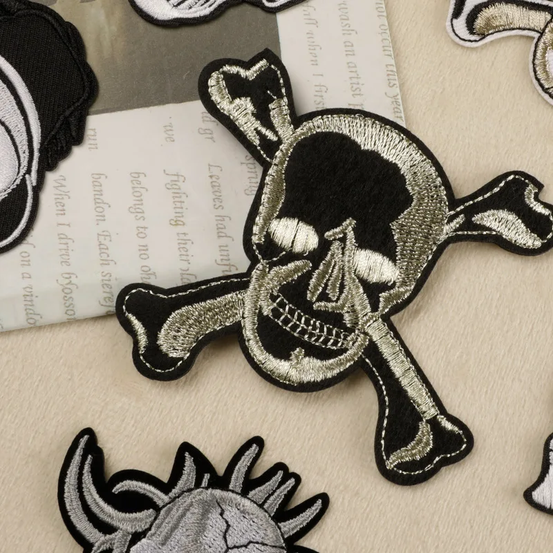 Schädel bestickte Patches für Kleidung Eisen auf Nähen Stoff Aufkleber Thermo Jacke Jeans Strijk Diy Mochila Parches – Detail 11