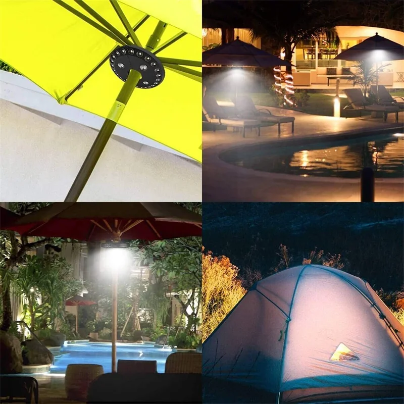 Patio Umbrella Light Rechargeable Outdoor Patio Lights 3 Lighting Modes Cordless Umbrella Light for Patio Umbrellas Camping Tent