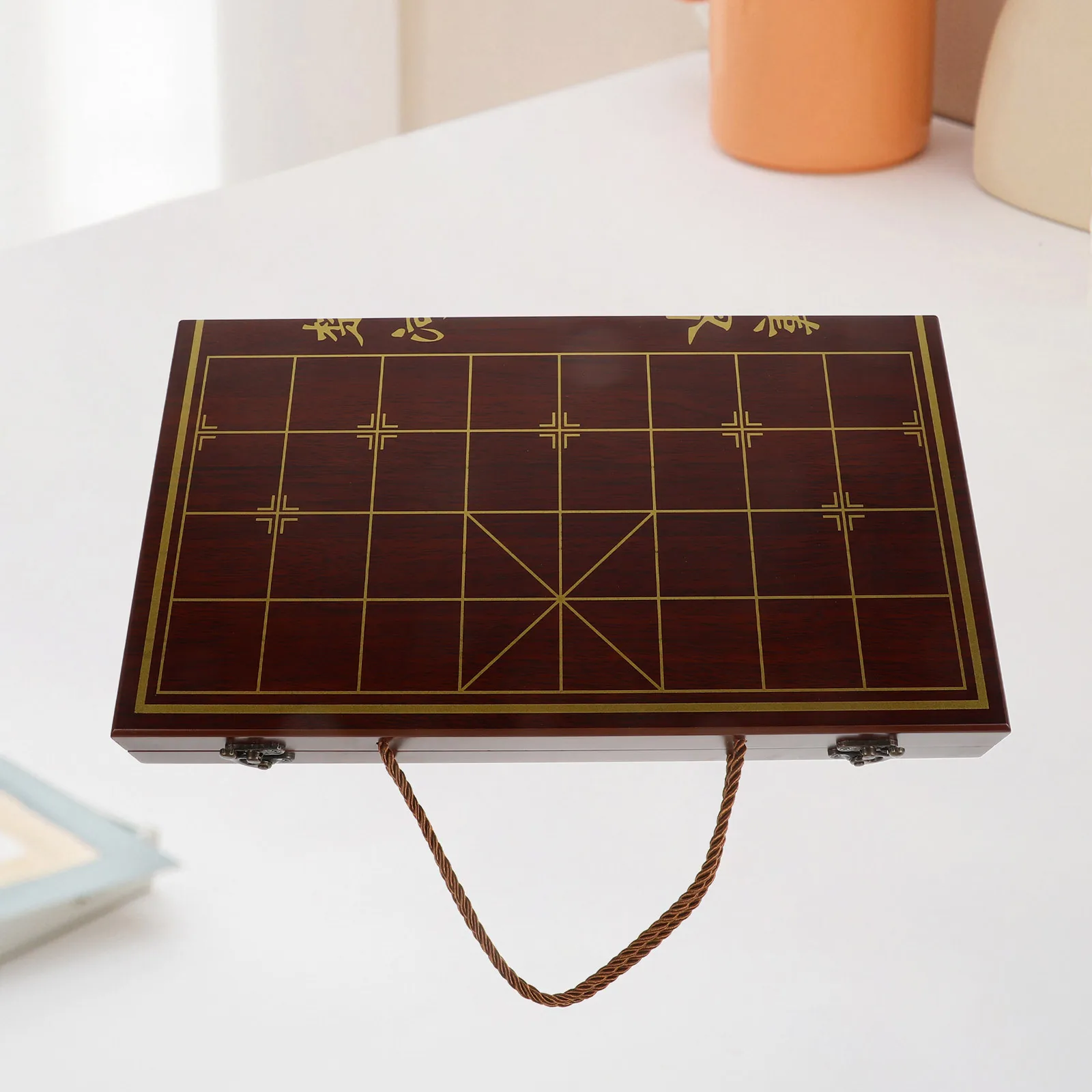 

1 set 1 Portable Wooden Chinese Chess Set Dual Purpose Storage Box Board For Travel Xiangqi Kids Chess Board Set Entertainment