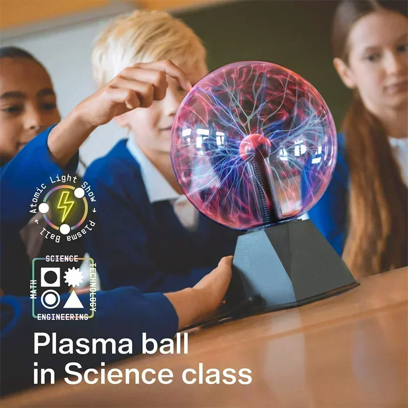 Lampada a sfera magica al plasma con controllo del suono da 8 pollici Luce notturna a LED Atmosfera Touch Glass Luce al plasma Illuminazione per decorazioni per feste di Natale