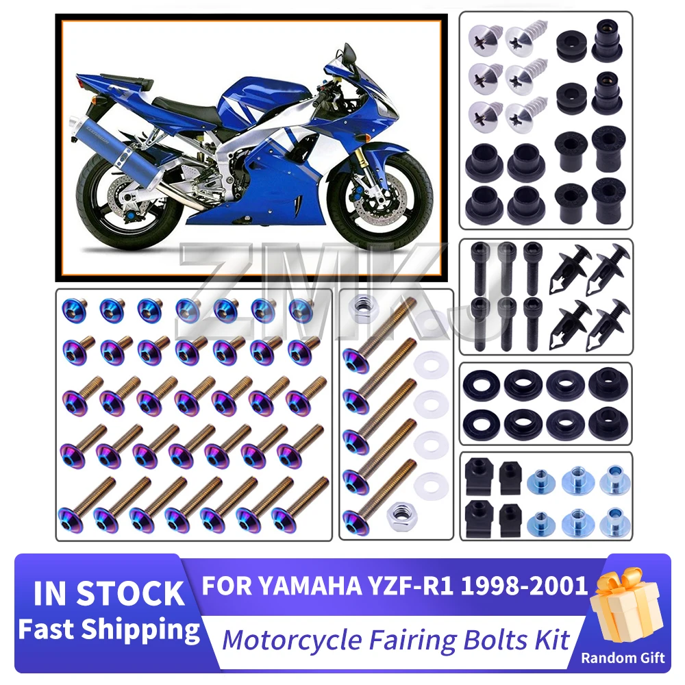 For Yamaha YZF R1 YZF-R1 1998-2001 Motorcycle Stainless Complete Bodywork Fairing Bolt Kit Screws Clip Motorcycle Accessories