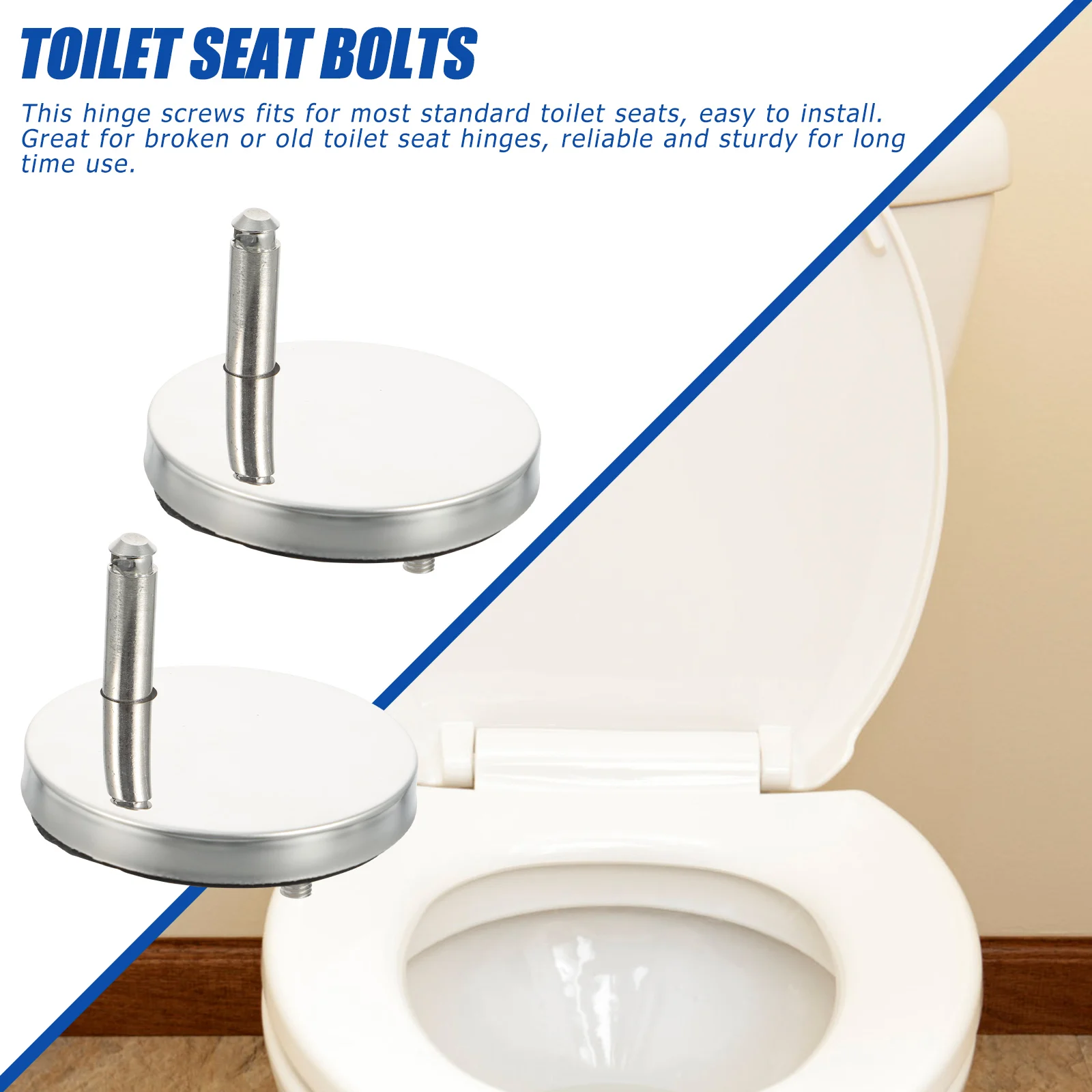 2pcs Toilet Seat Screw Cover Hinge Bolt Hinges Replacement Parts Plastic Iron Durable St Installation Universal Fits Most