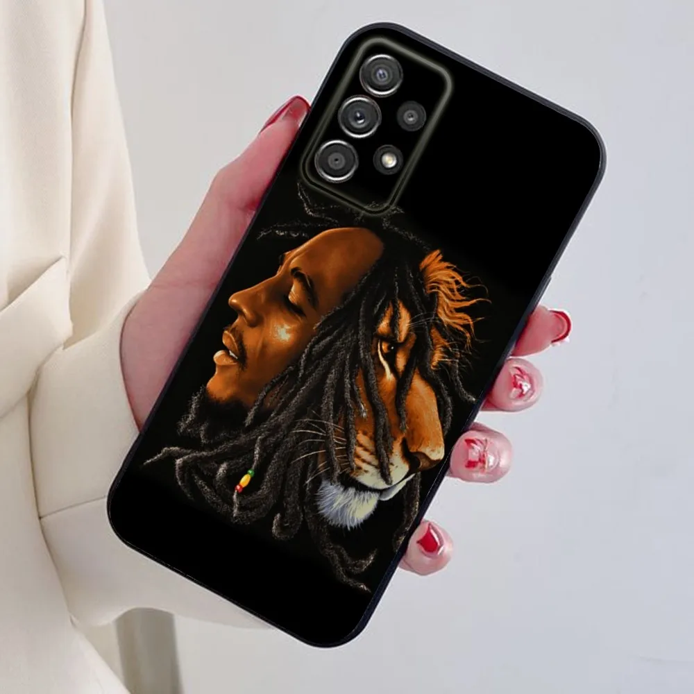 Rasta Lion Bob Marley Phone Case For Samsung S24,S21,S22,S23,S30,Ultra,S20,Plus,Note,10,9,5G Black soft silicone case