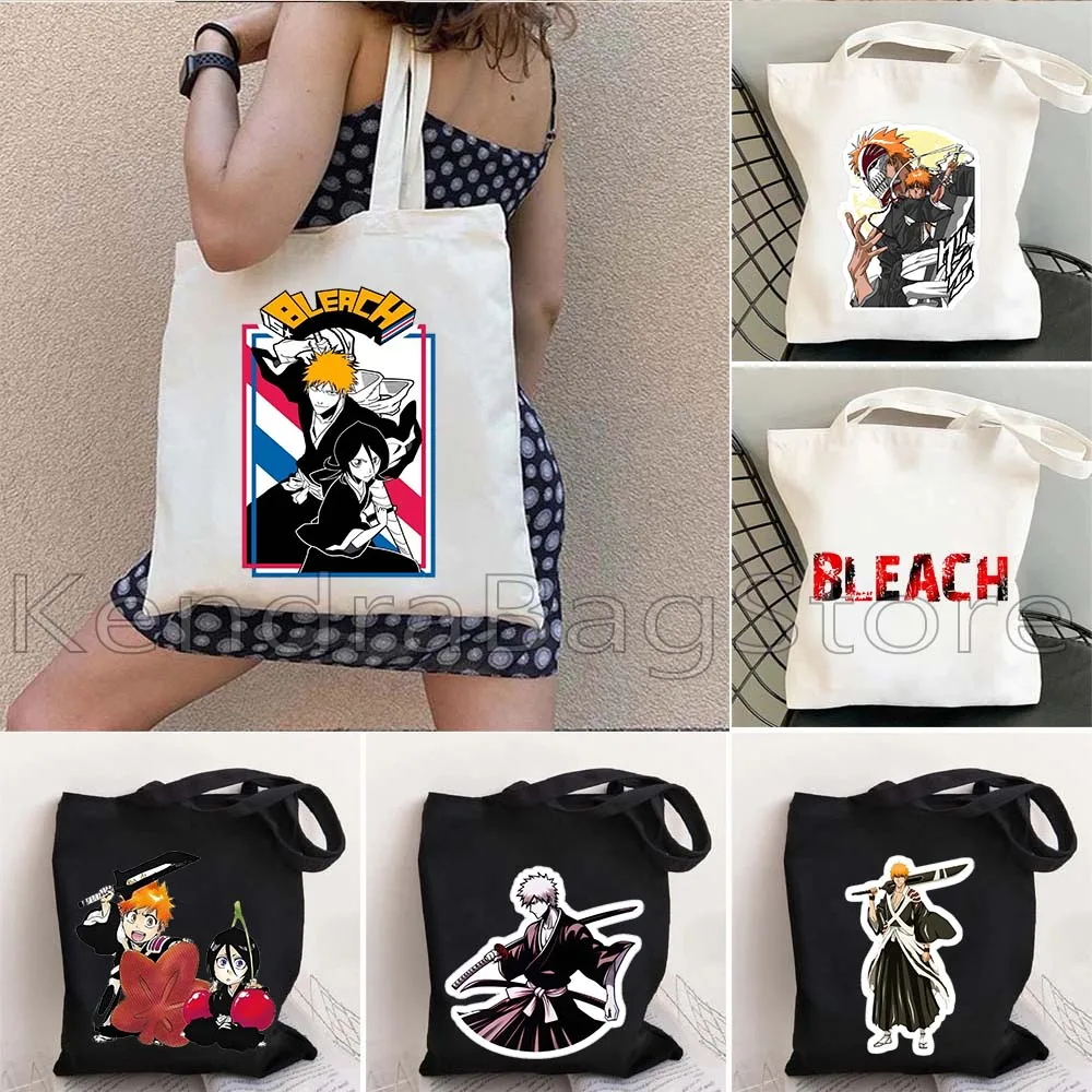 Anime Bleach Homonka Ichigo Kurosaki Cute Manga Gifts Women Shopping Bag Canvas Shoulder Bag Storage Handbag Eco Grocery Totes