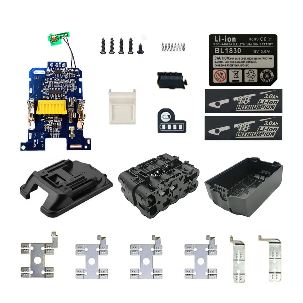 Imagem -04 - Dawupine Li-ion Battery Case Carregamento Proteção Circuit Board Label Box para Makita 18v Bl1830 3.0ah 5.0ah Led Bateria Indicador