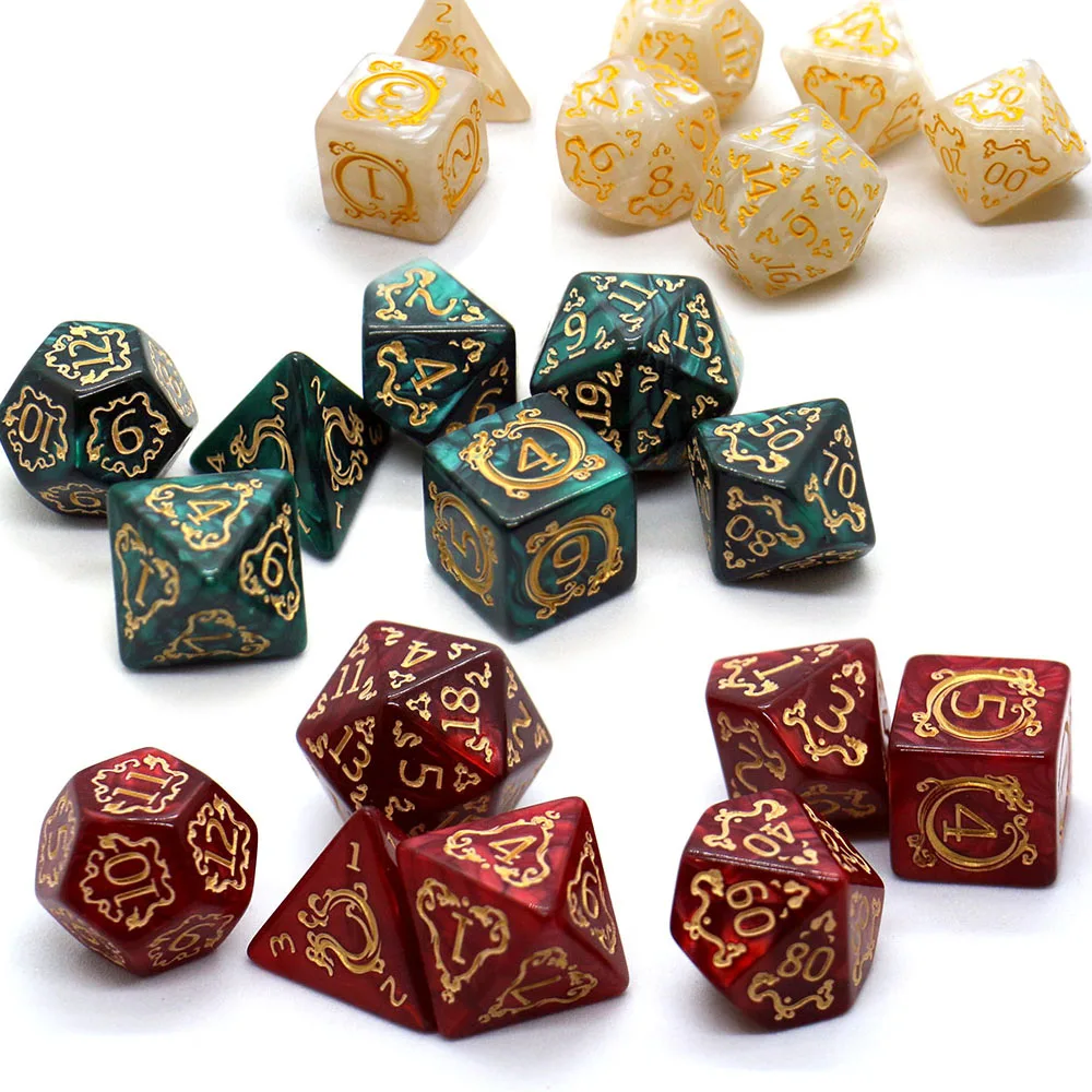 7-piece Dragon Pattern DND Dice Set, Multi sided D4 D6 D8 D10 D12 D20 Dices Ideal Gift for Desktop Games, Birthdays, and Festiva