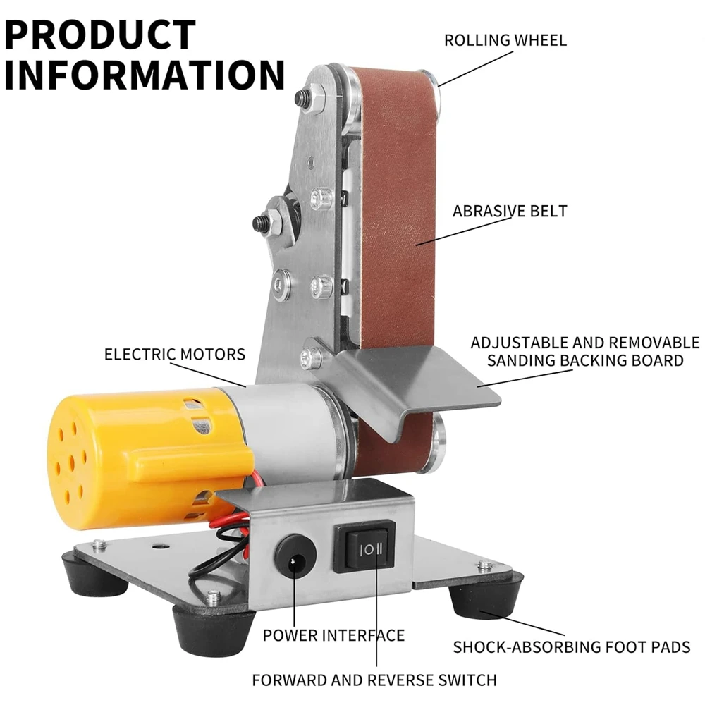 7 Speed mini Electric Belt Sander Polishing Grinding Sharpener Adjustable DIY Power Sanding Machine Mini Bench Grinder