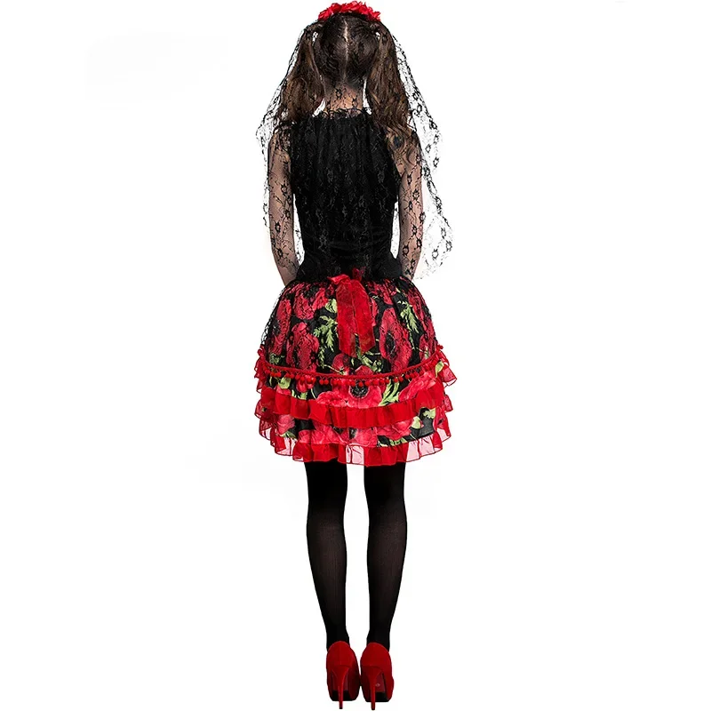 Costume Mexicain Dia De Los Muerchassis pour Femme, Costumes Cosplay, Halloween, Pourim, Fantrenfor, Robes de Barrage, Jour de la Fréquence