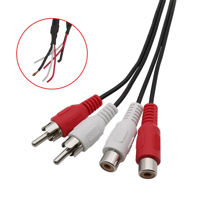 Żeńskie/męskie złącza Audio RCA kable Stereo AV wtyczka wideo Adapter przedłużacz DIY przewód