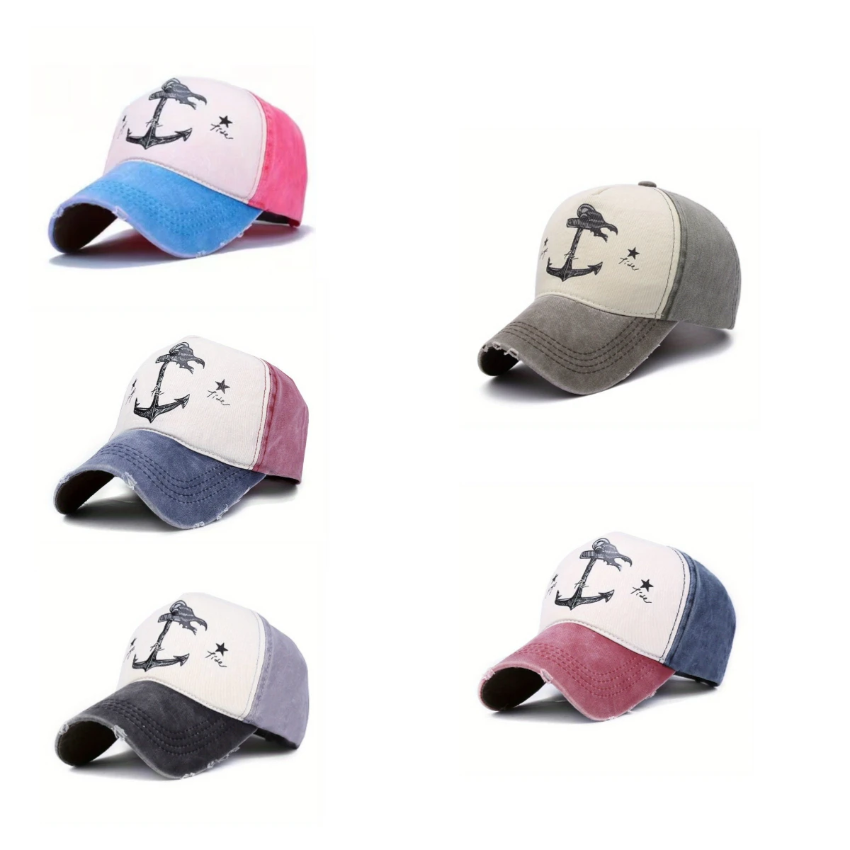 

Vintage Printing Baseball Cap Pirate Ships Adjustable Washed Style Anchor Hat Sailing Women Men Beach Gift Boating Dad Hats